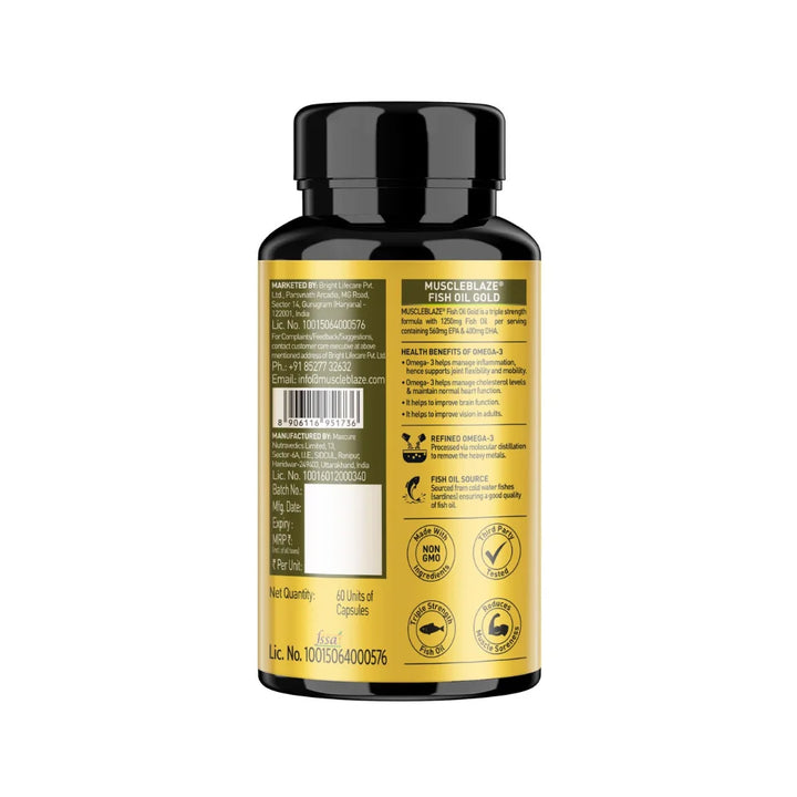 MuscleBlaze Omega 3 Fish Oil Gold 60 Capsules Ingredients 