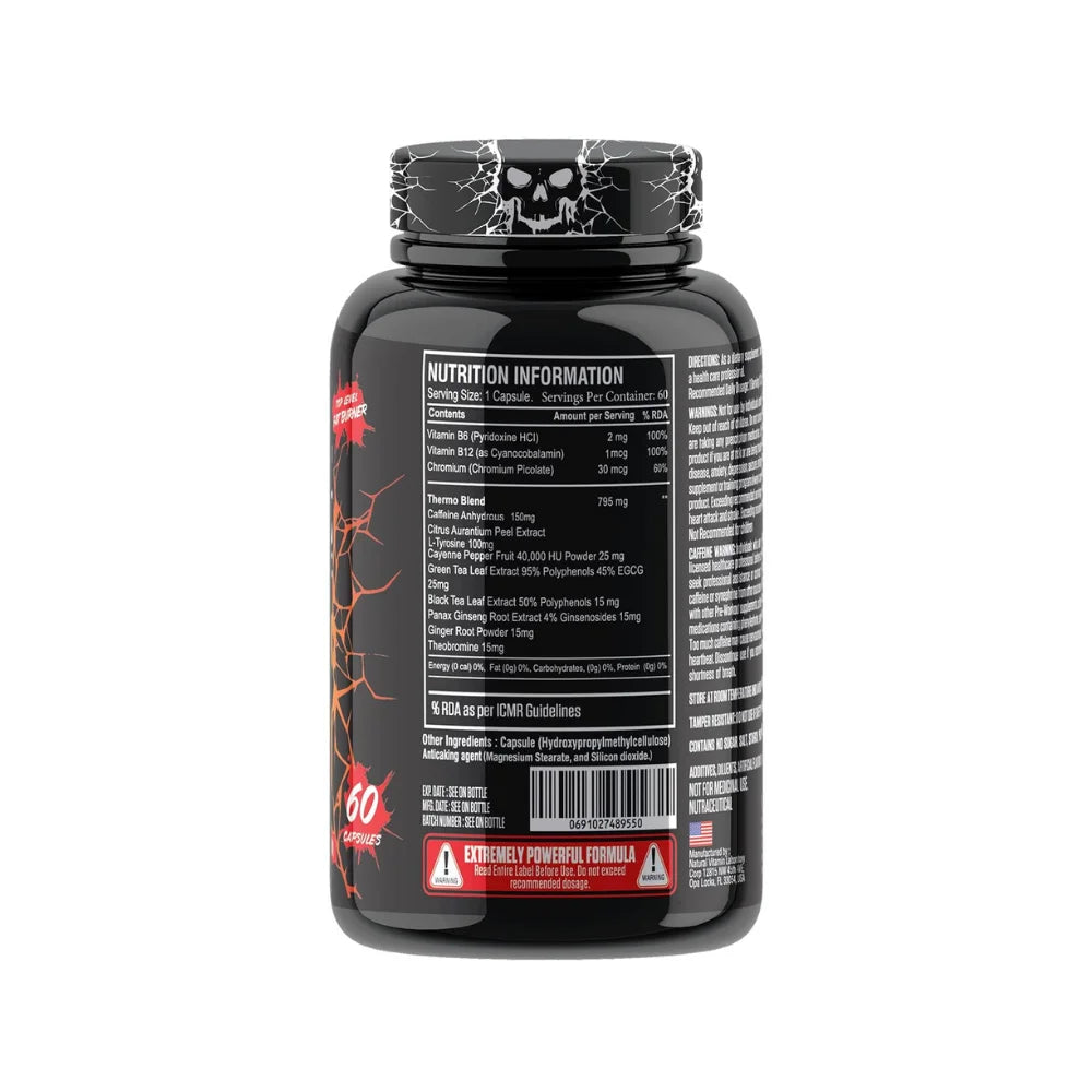 One Science Skull Fire Fat Burner 60 Capsules Nutrition Information