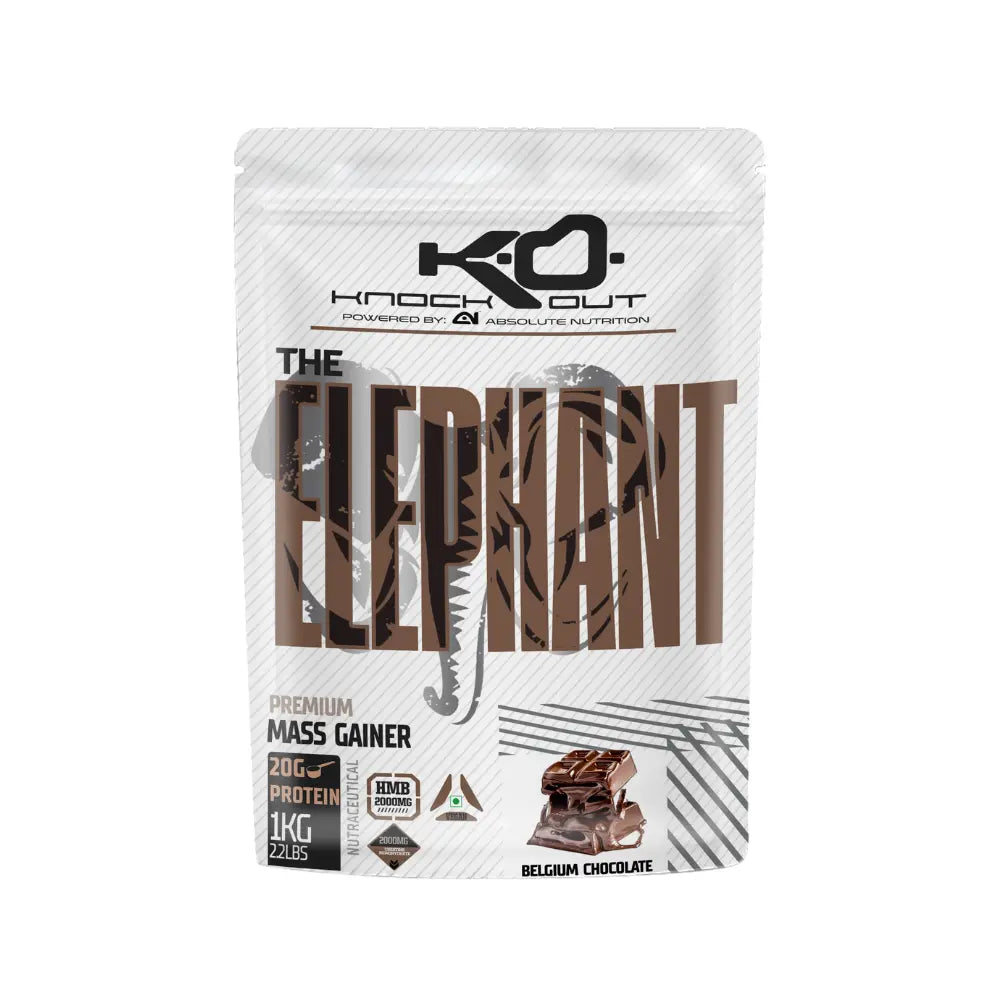 Absolute Nutrition Knockout Series Elephant Mass Gainer 1Kg, Belgium Chocolate