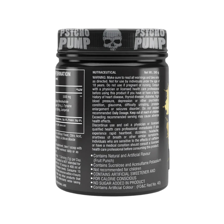 One Science Psycho Pump Pre Workout 245g Nutrition Facts 