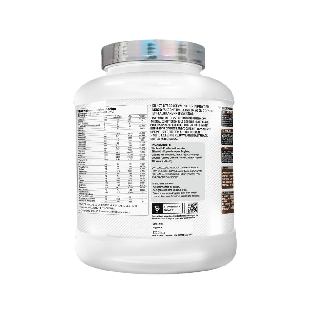 Elephant Mass Gainer Nutritional Facts