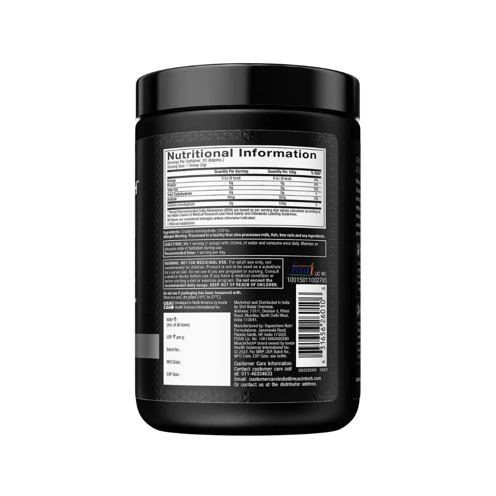 Muscletech Creatine Nutritional Facts