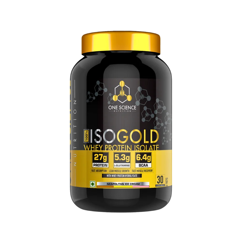 One Science 100% ISO Gold Whey Protein Isolate 2Lb, Neapolitan Ice Cream