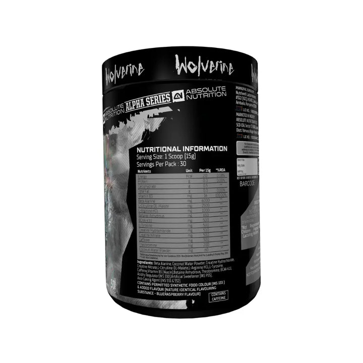 Wolverine Pre Workout Nutritional Information