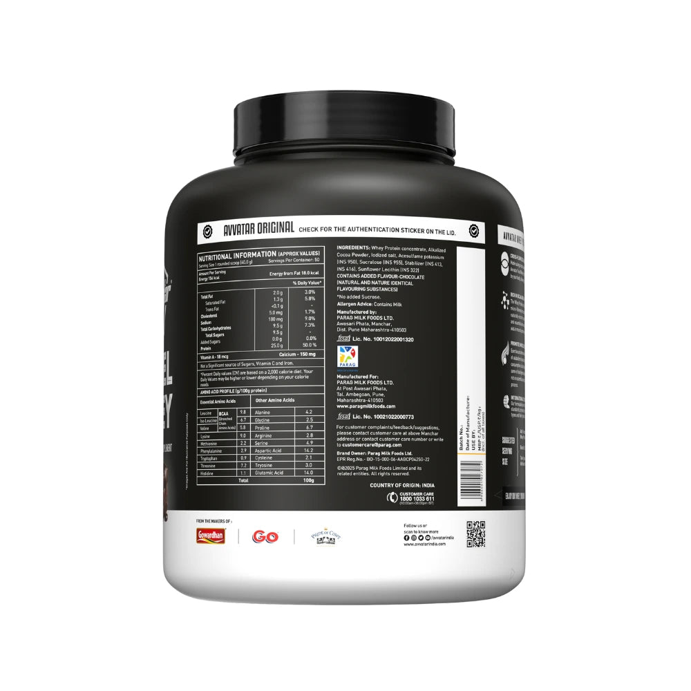 avvatar fuel whey nutritional information 2kg