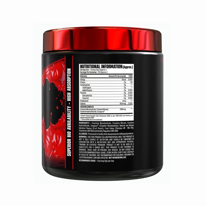 Big Muscles Creagen 100g, Nutritional Information 