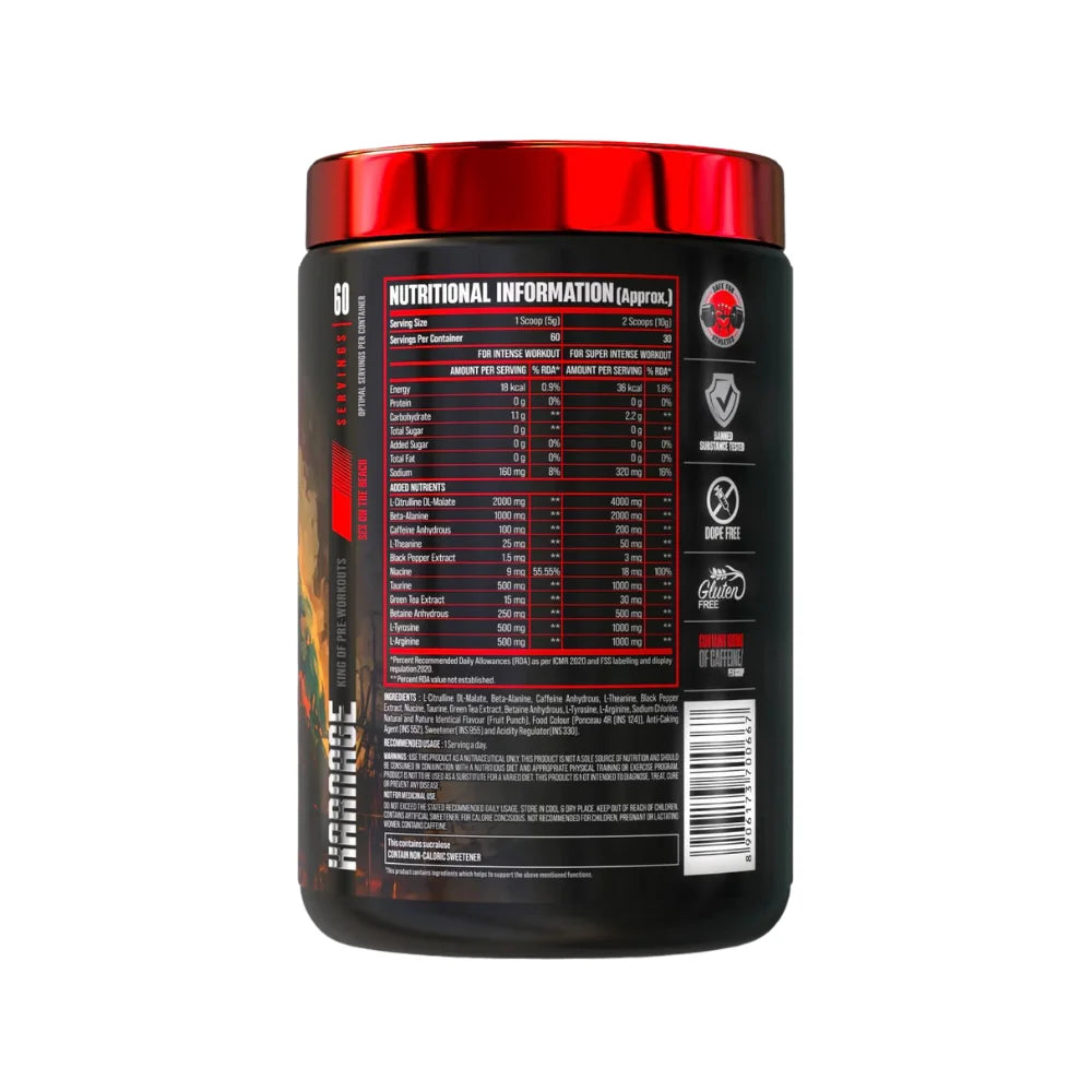 Big Muscles Karnage Pre-Workout Nutritional Information 