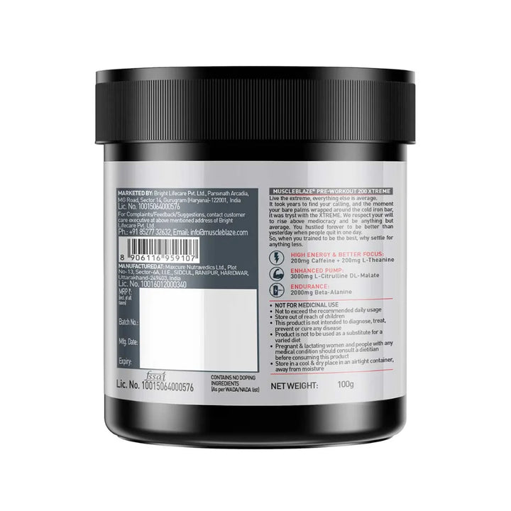 MuscleBlaze Pre-Workout 200Xtreme 