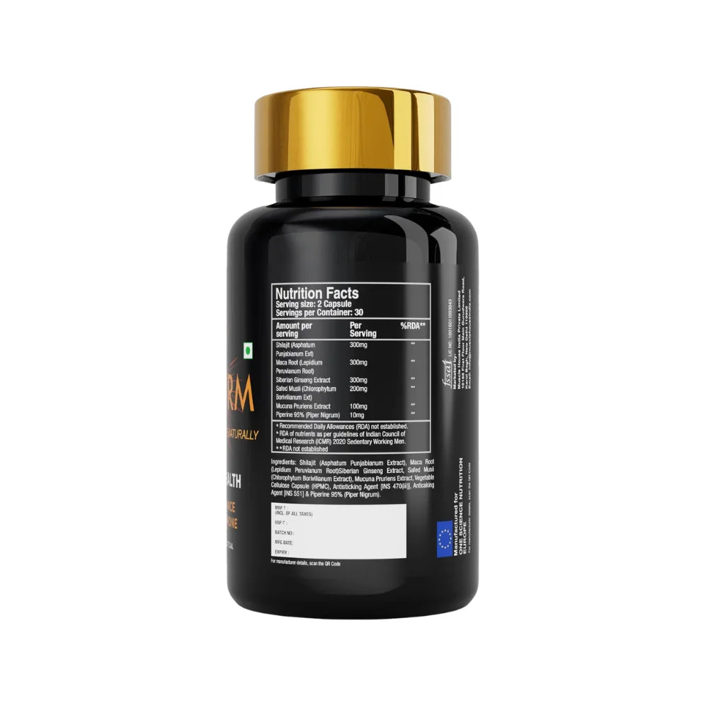 One Science Perform Testosterone Booster nutritional information