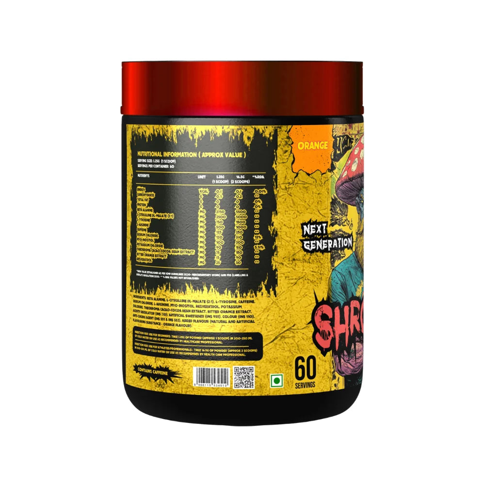 absolute nutrition sharooms nutritional infomation