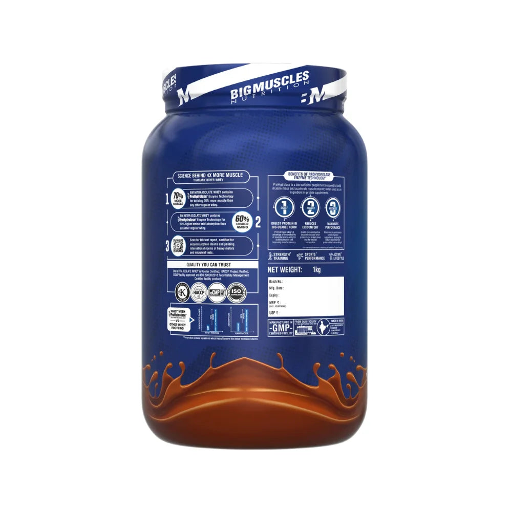 big muscles nitra isolate rich chocolate 1kg benefits