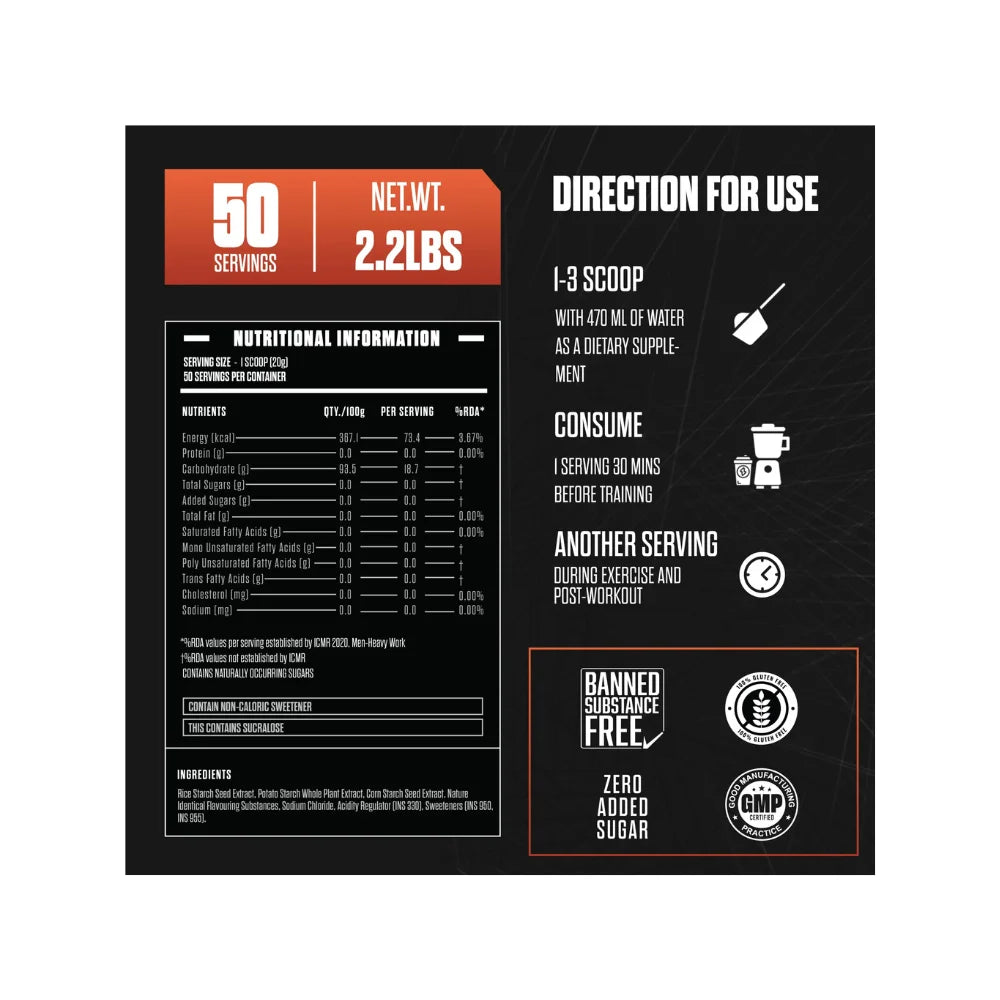 exalt augment complex carbs 1kg nutritional information