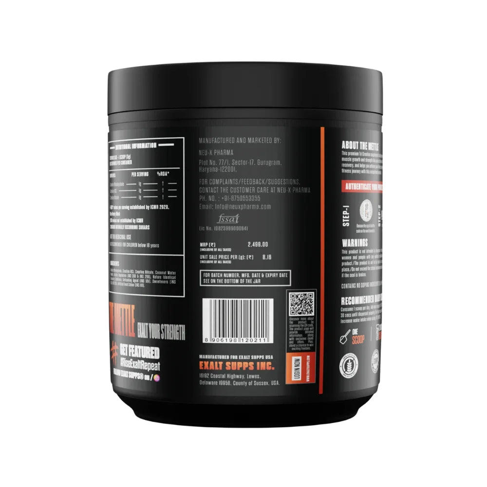 Exalt Mettle Tri Creatine 300g