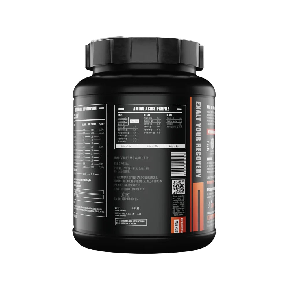 exalt priority whey protein isolate  2.4kg nutritional facts