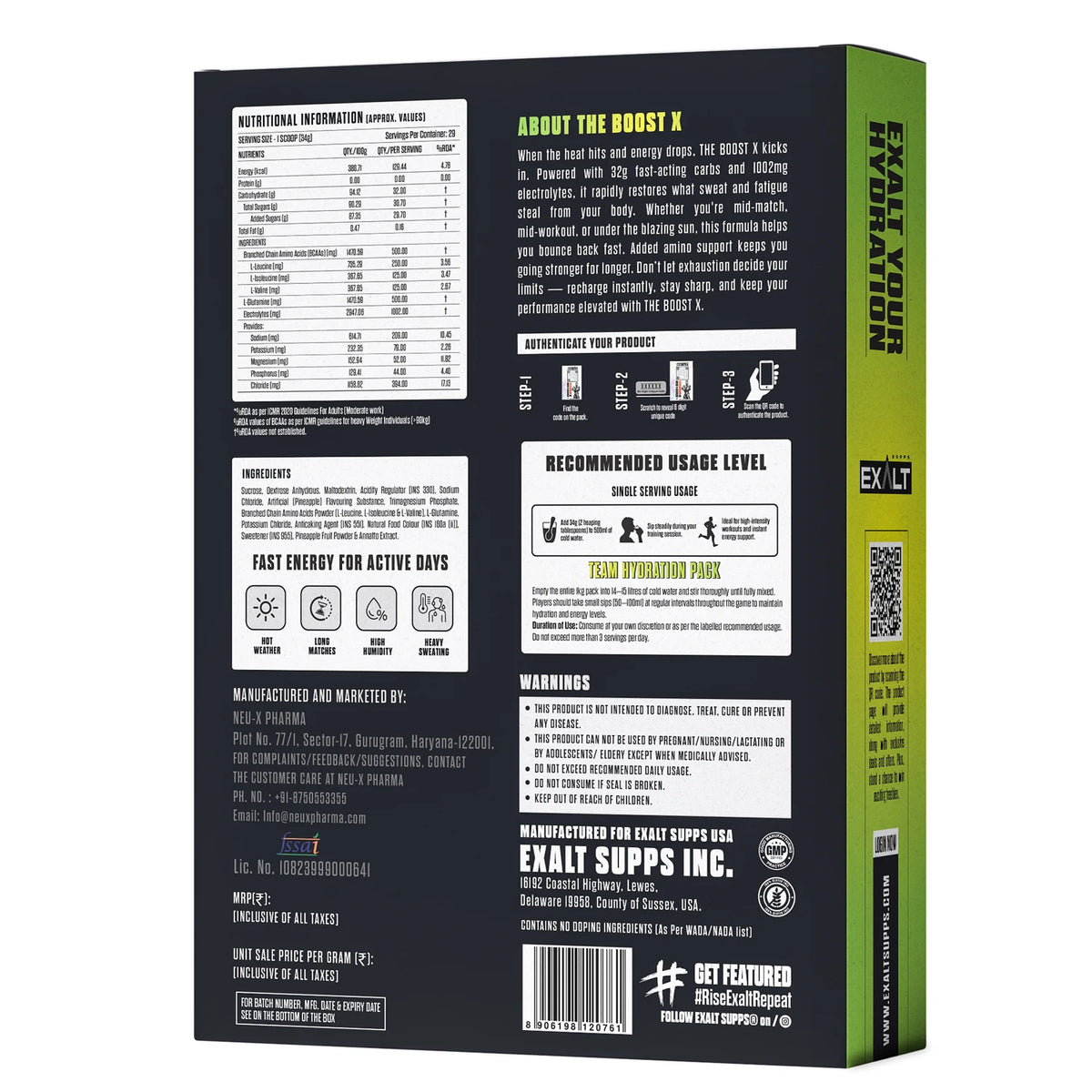 exalt boostx energy drink 1kg benefits