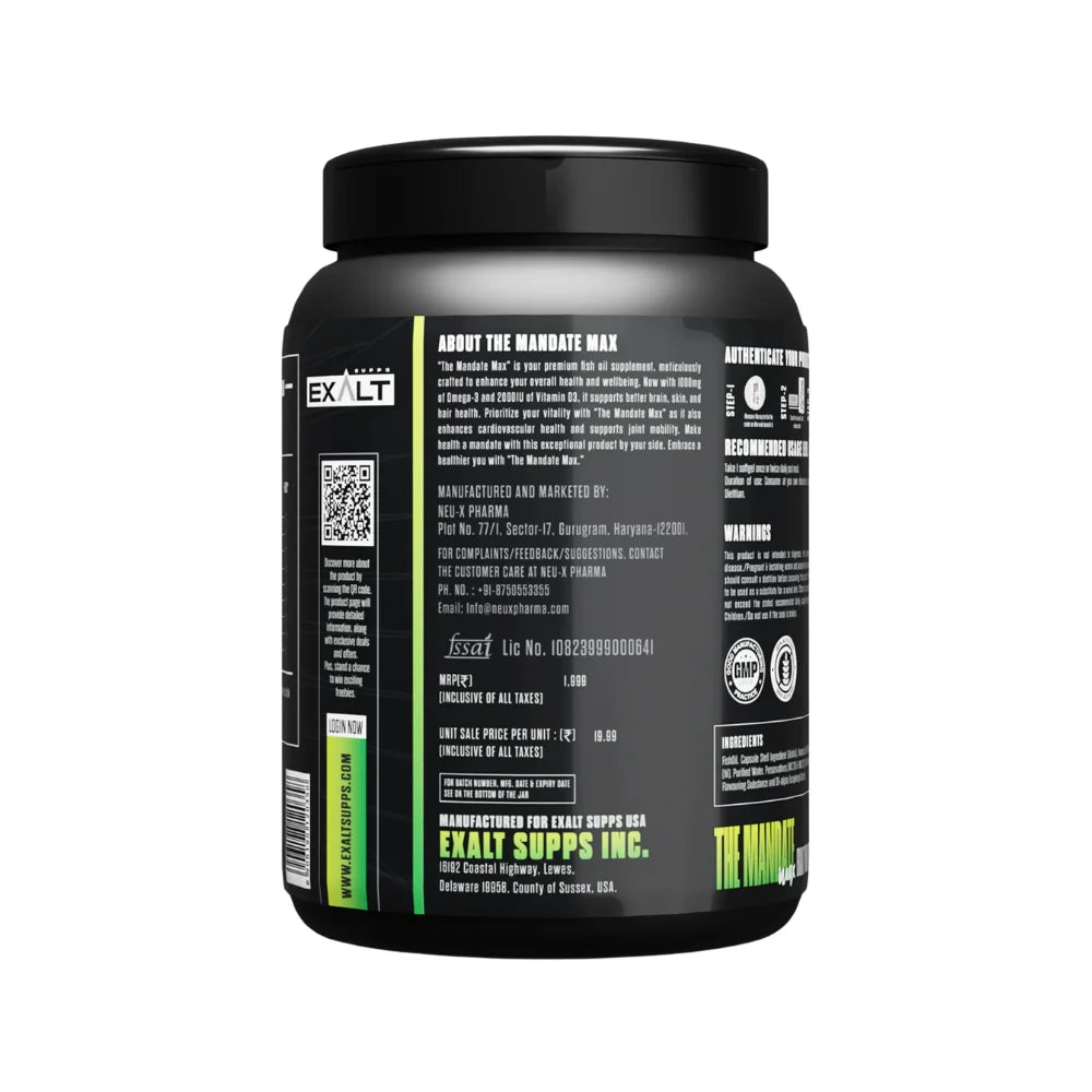 exalt mandate fish oil 100 softgels benefits