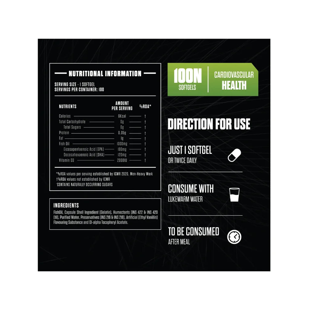 exalt mandate fish oil 100 softgels nutritional information