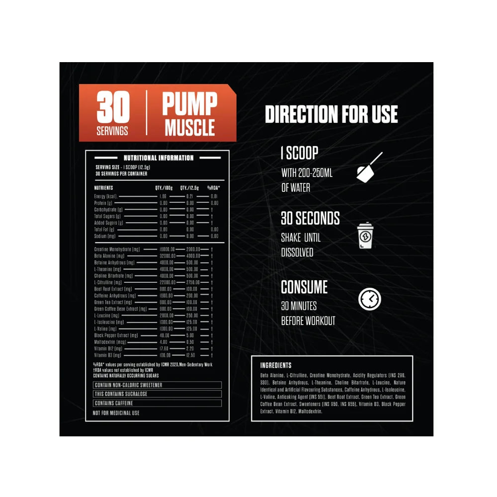 exalt xplode max pre workout nutritional information 375g