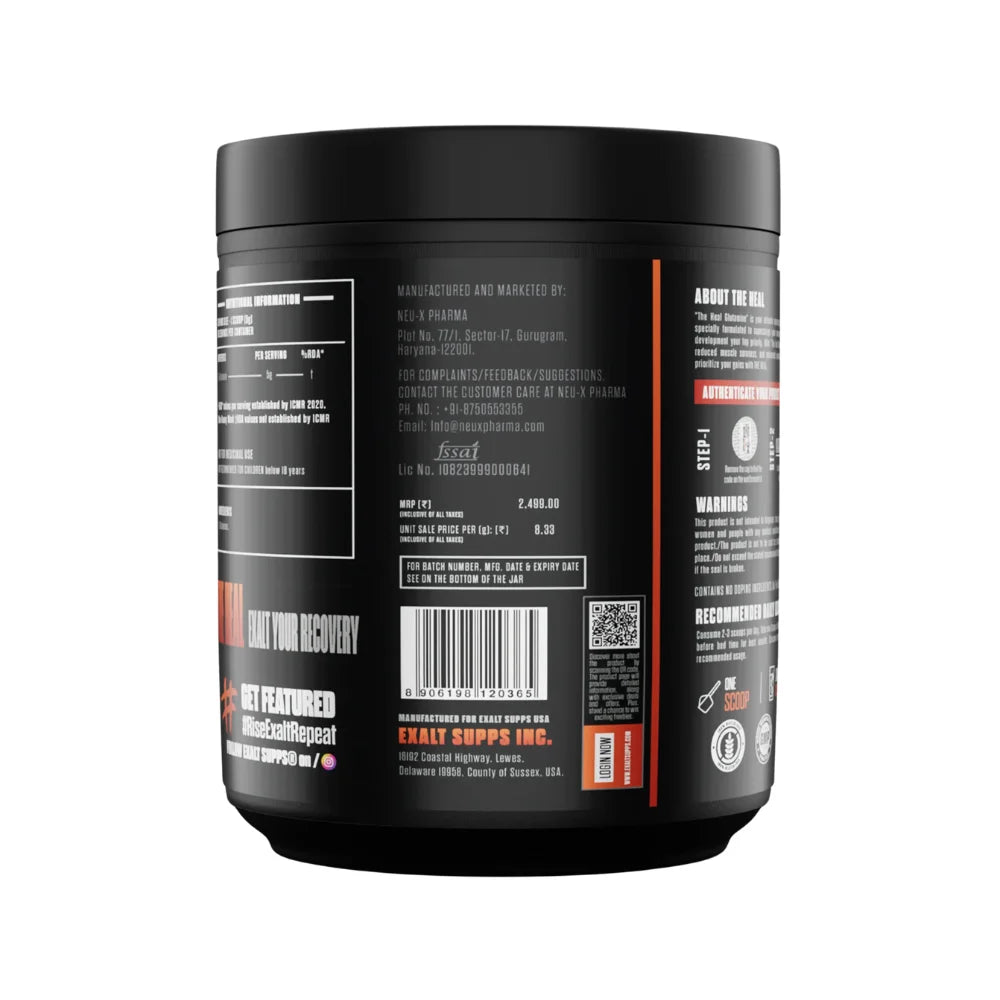 exalt heal l glutamine raw unflavoured 300g benefits