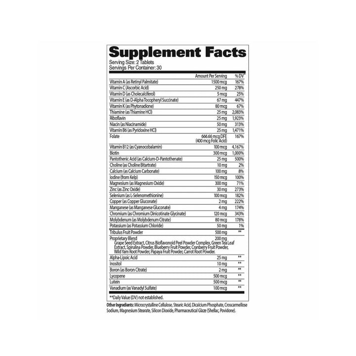 gat mens multi test nutritional information