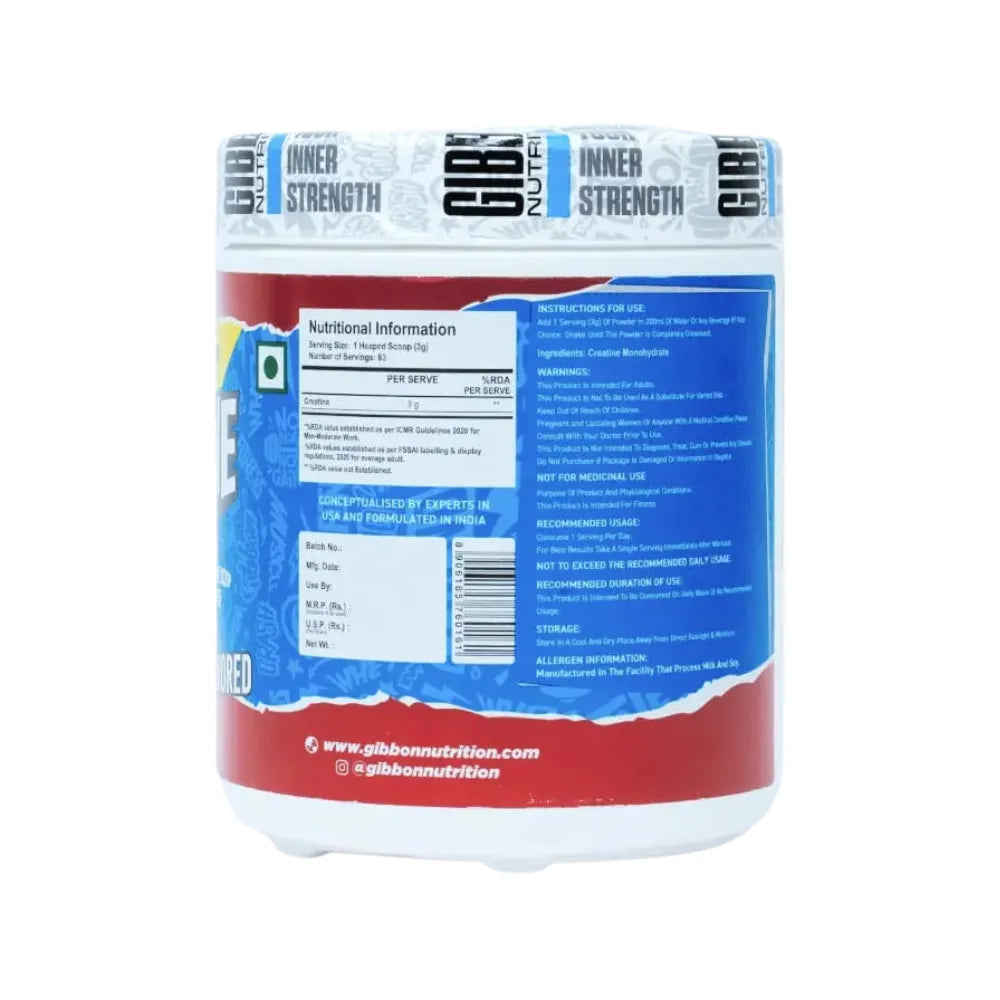 gibbon creatine 125g flavoured nutritional information