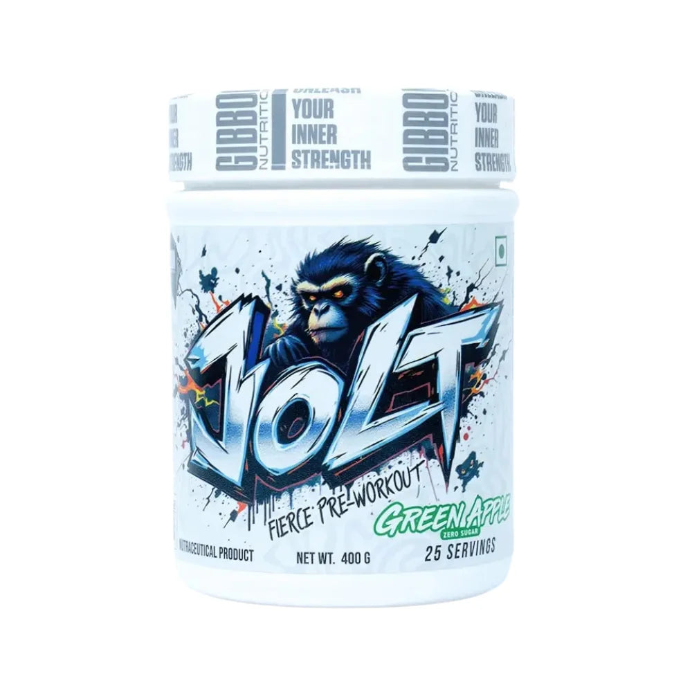 gibbon jolt fierce pre workout green apple 400g