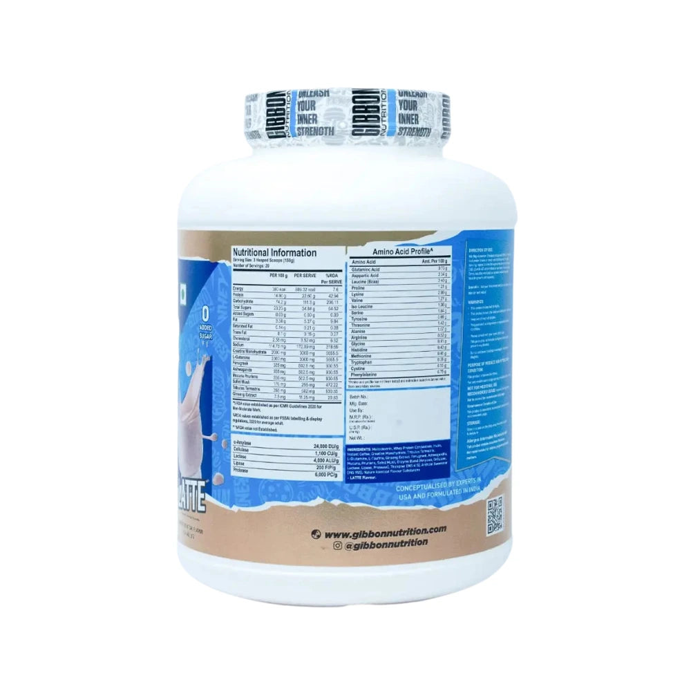 gibbon mass gainer 2kg nutritional facts