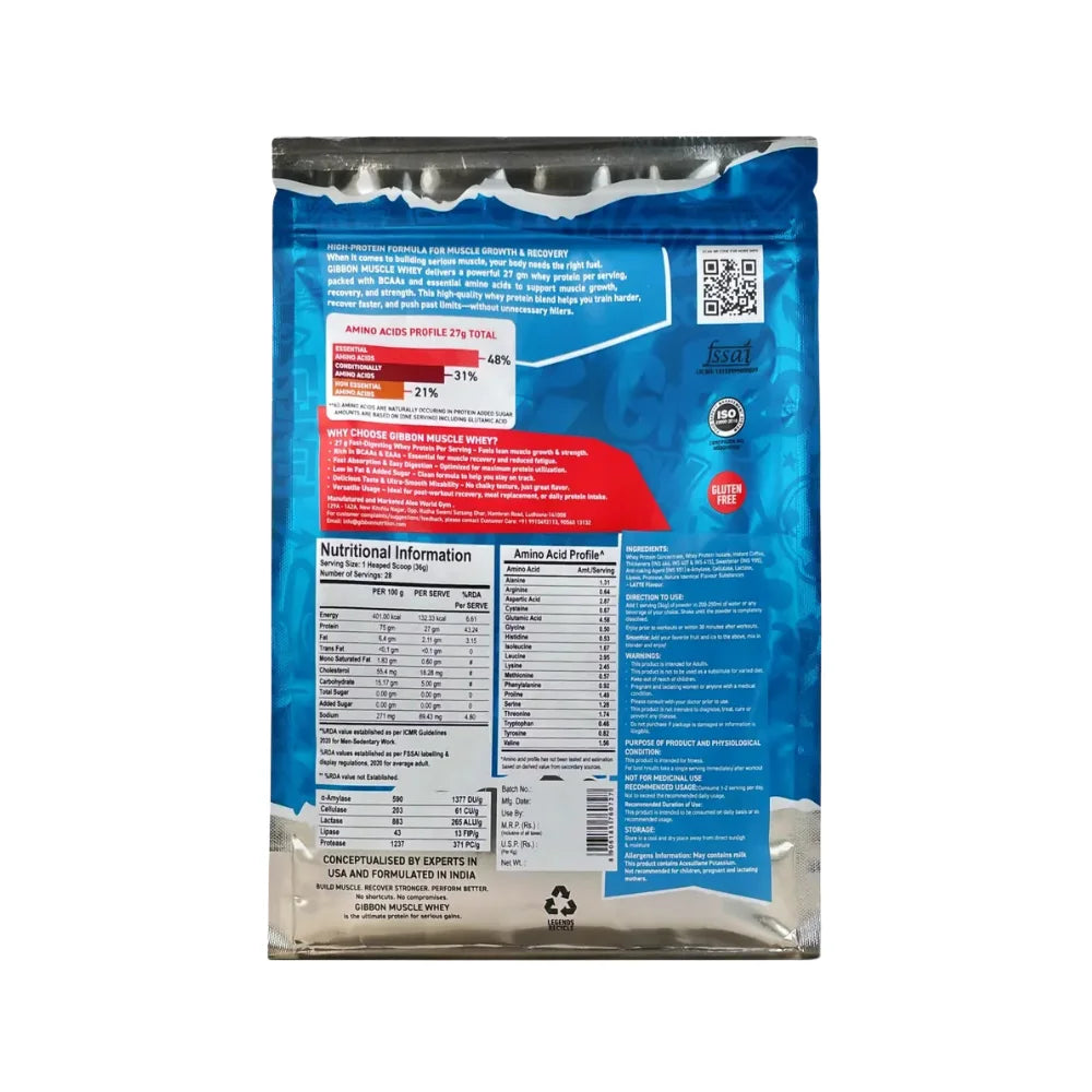 gibbon muscle whey 1kg nutritional information