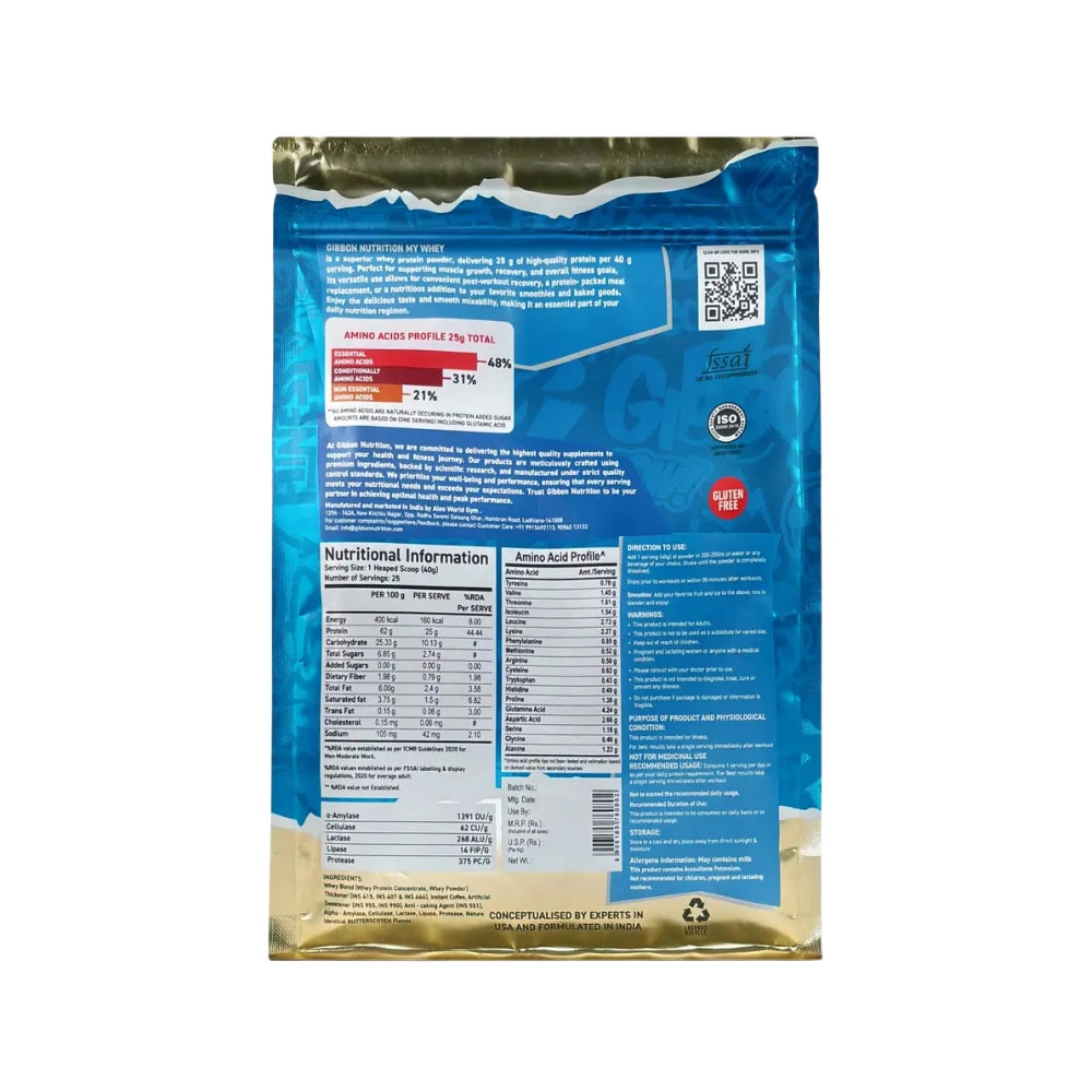 gibbon my whey 1kg nutritional information