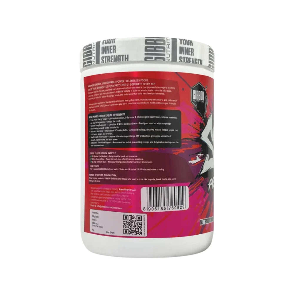 gibbon svelte pre workout 500g benefits