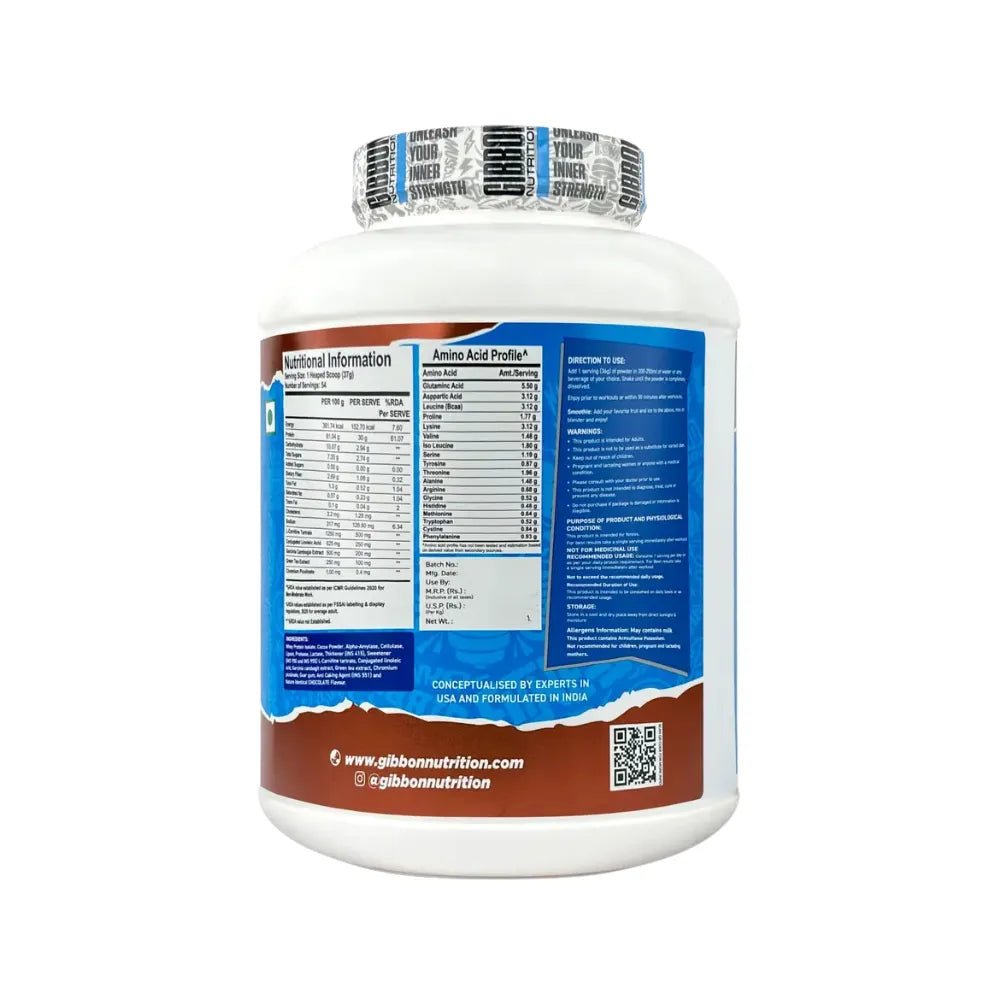 gibbon ripped isolate 2kg nutritional facts