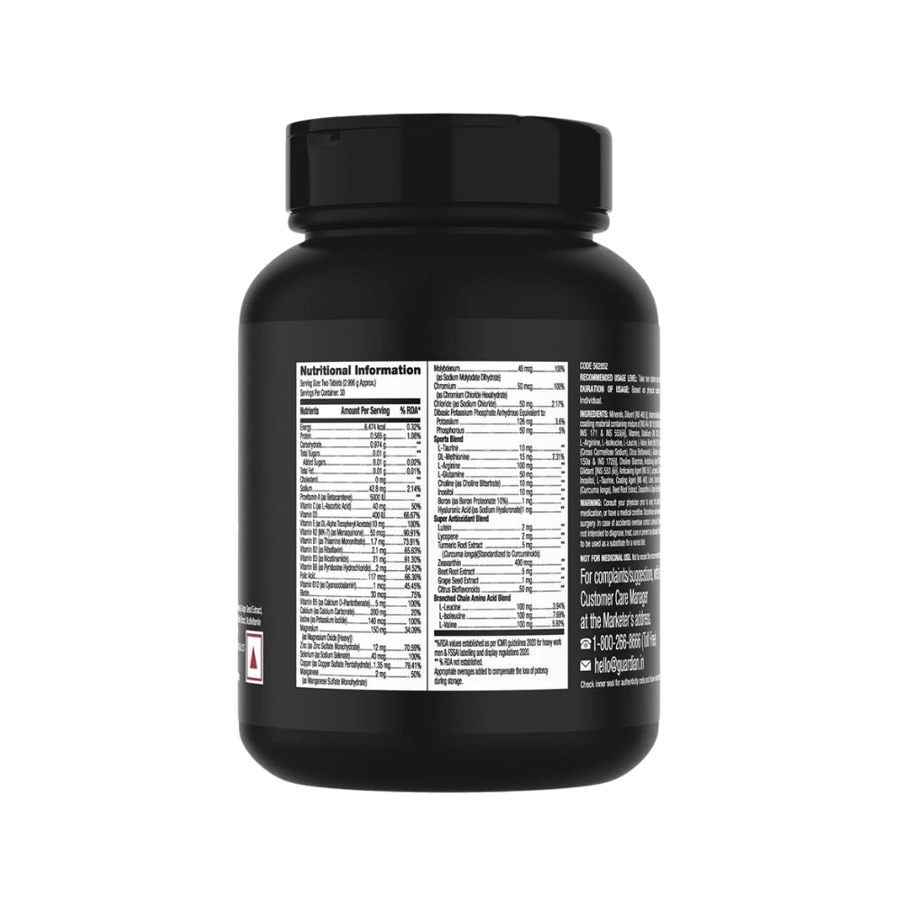 gnc mega men sport multivitamin 60 tablets nutritional facts