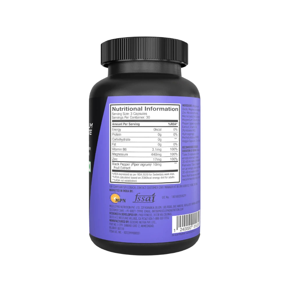jym zinc magnesium aspartate 90 capsules nutritional information