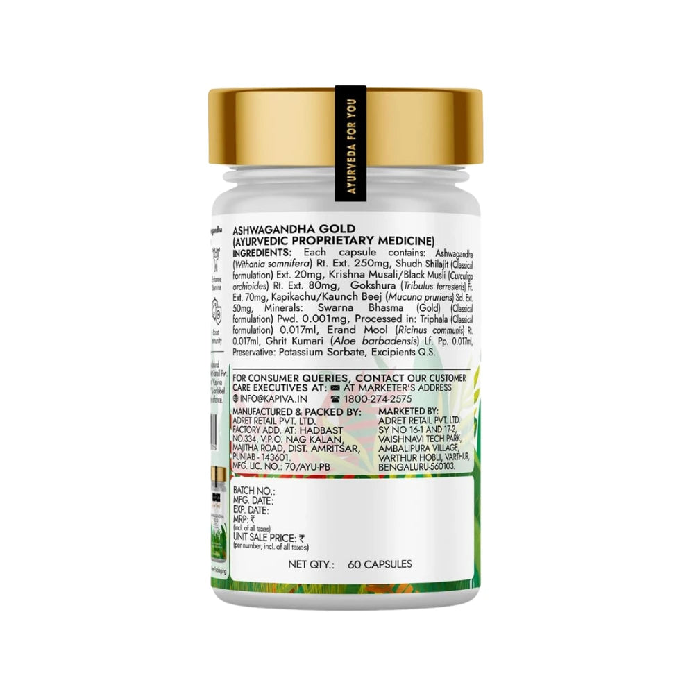 kapiva ashwagandha gold capsules nutritional facts 