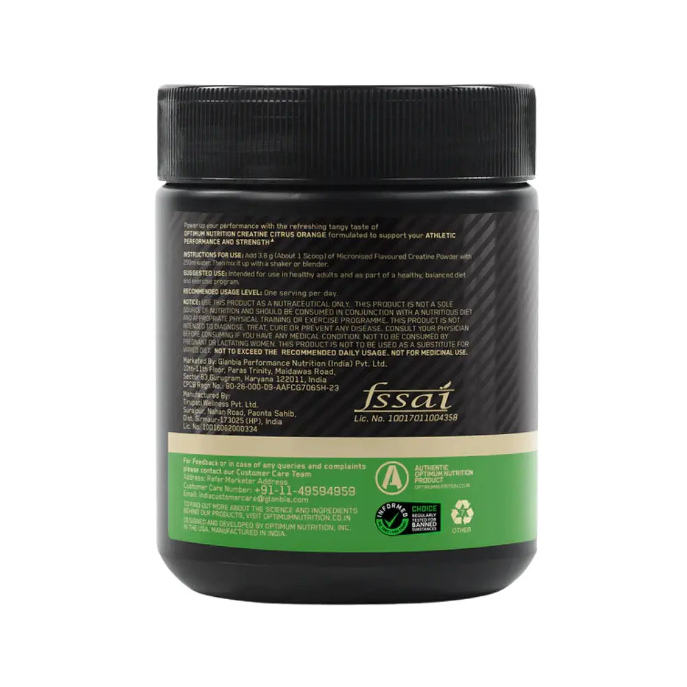 optimum nutrition micronised creatine citrus orange 100g benefits