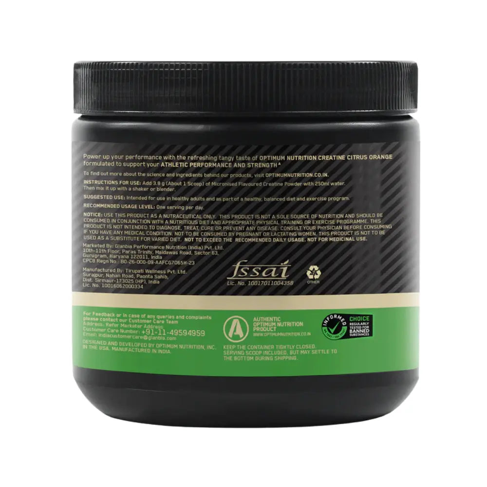 optimum nutrition micronised creatine citrus orange 250g benefits