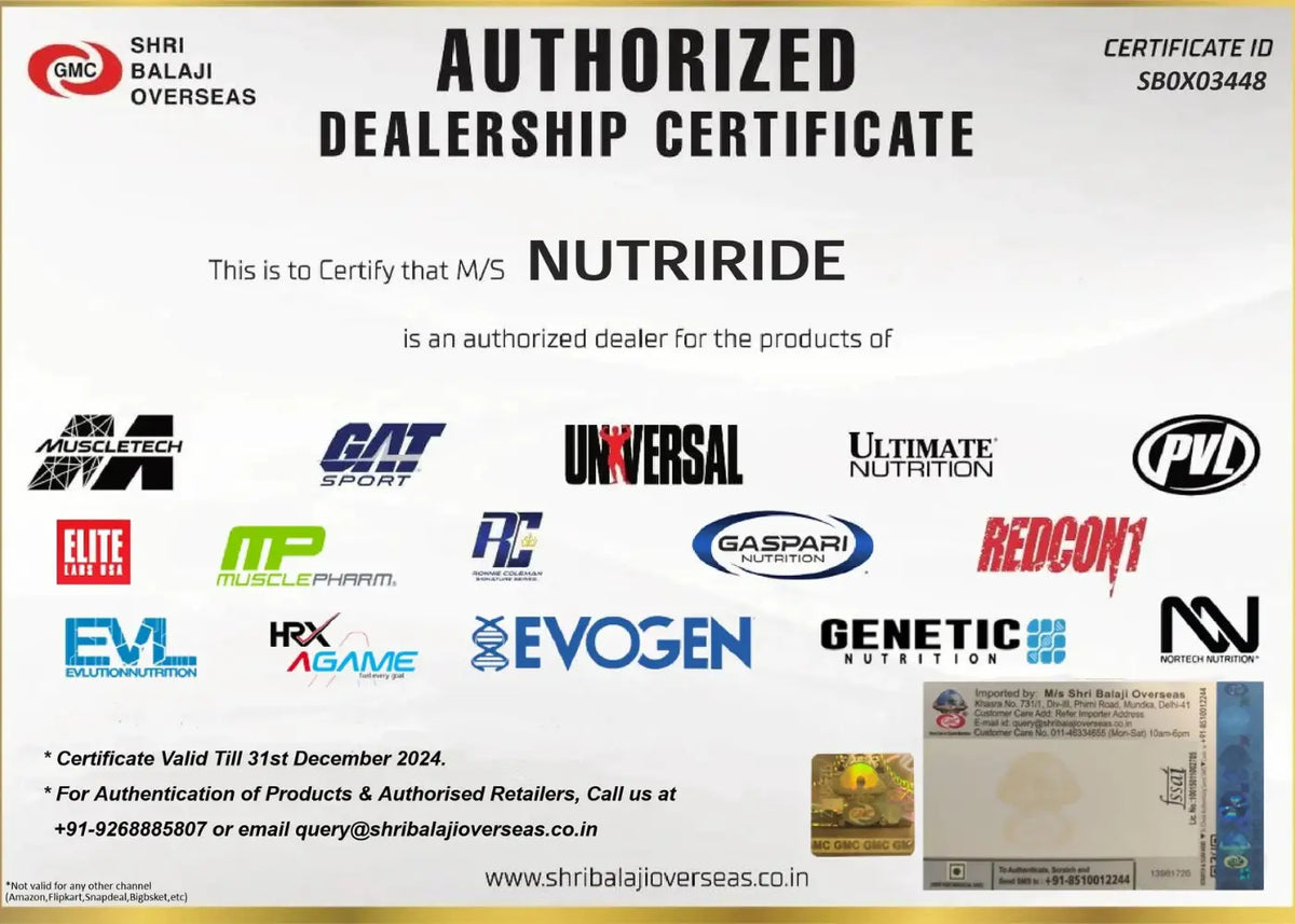 Nutriride Authorized Dealership Certificate