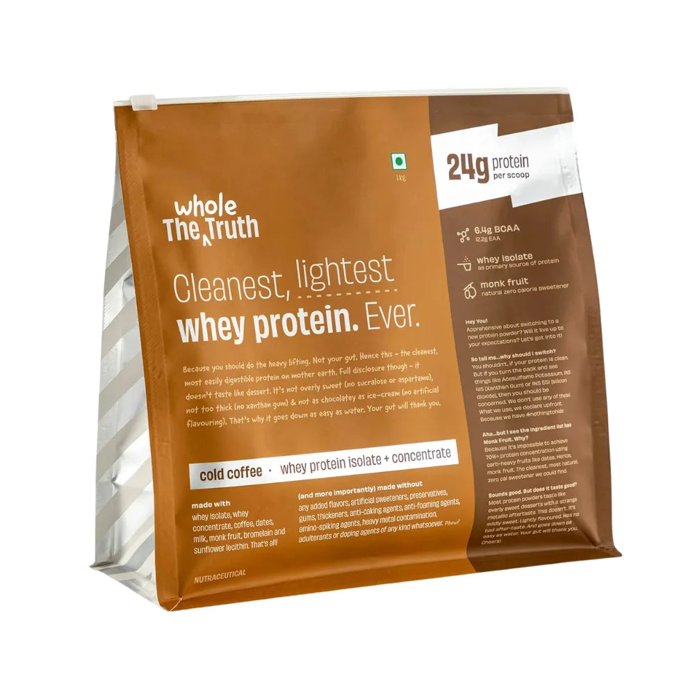 the whole truth whey protein isolate + concentrate cold coffee