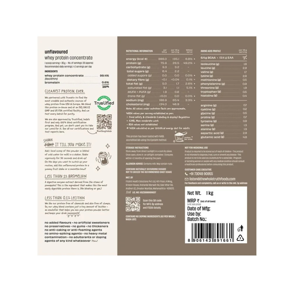 the whole truth raw whey protein concentrate unflavoured benefits